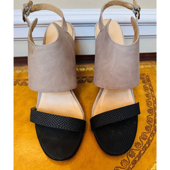 CL by Chinese Laundry Womens Baja 2 Toned Taupe Black 3" Wedge Sandals Size 8.5 - Picture 4 of 9